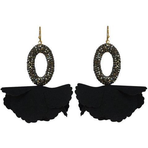 Black Open Oval Pave