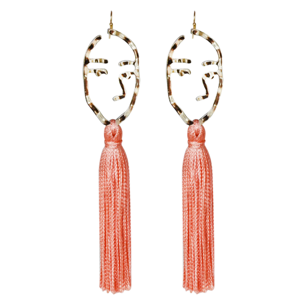 coral abstract face tassel