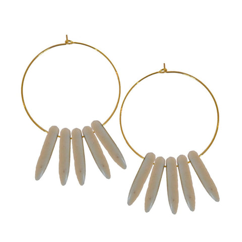 Cream Spike Hoop