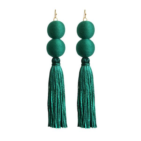 emerald double pom tassel