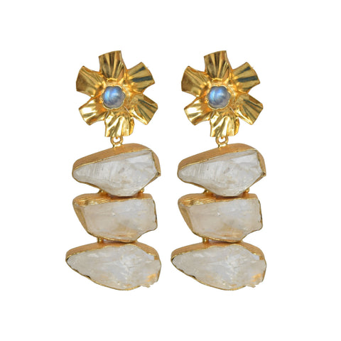 Flower with Triple Stone Drop