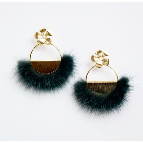 Green Mink Mod Flower Hoop