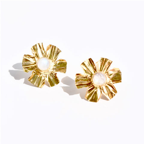 Moonstone Flower Stud