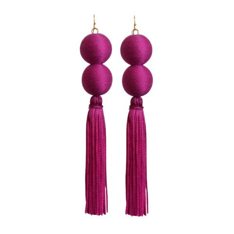 magenta double pom tassel
