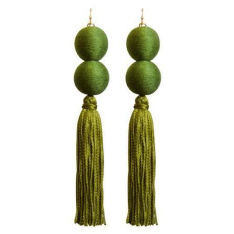 Olive Double Pom Tassel