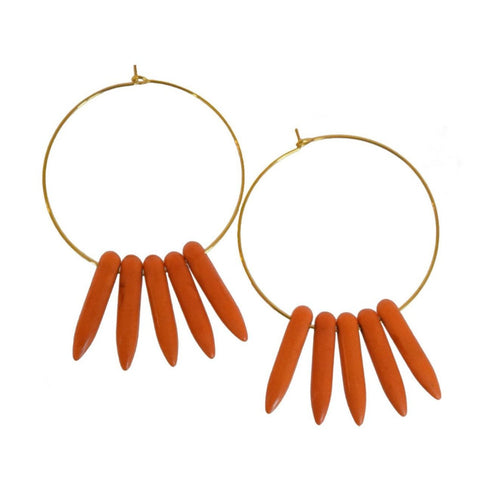 Orange Spike Hoops