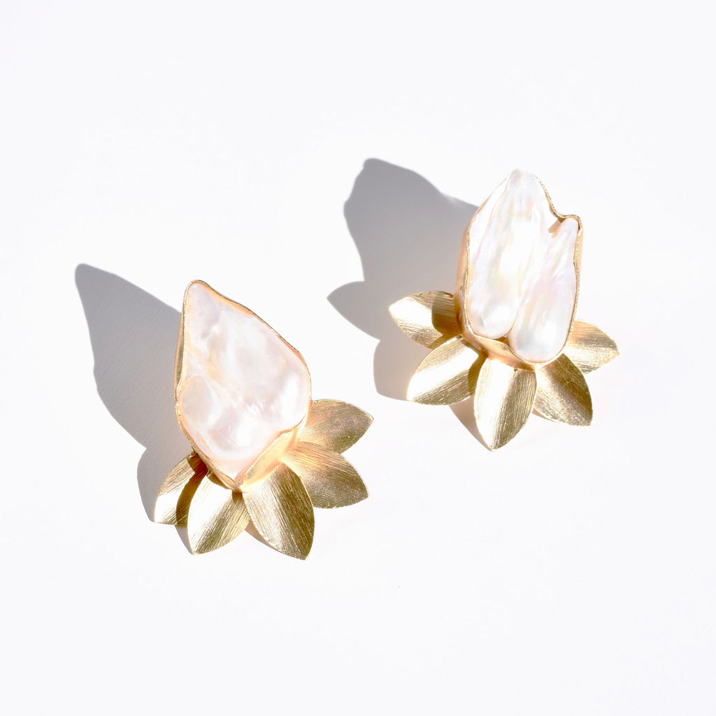 Large Mother of Pearl Petal Stud