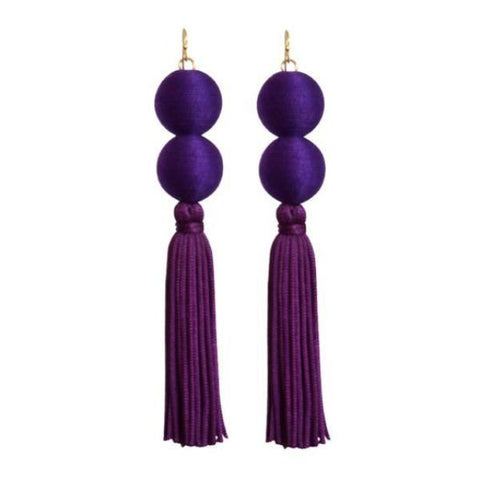 plum double pom tassel