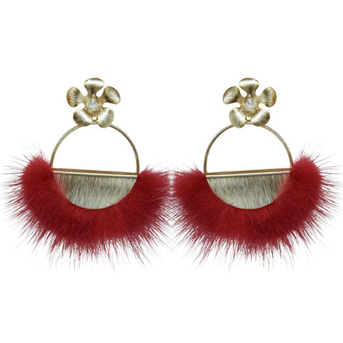 Red Mink Flower Hoop