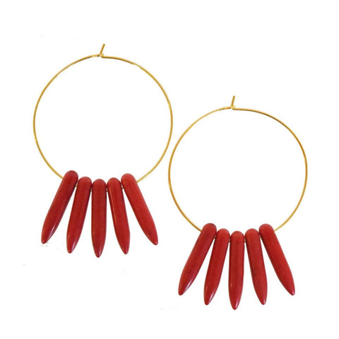 Red Spike Hoops