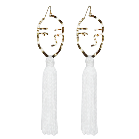 white abstract face tassel